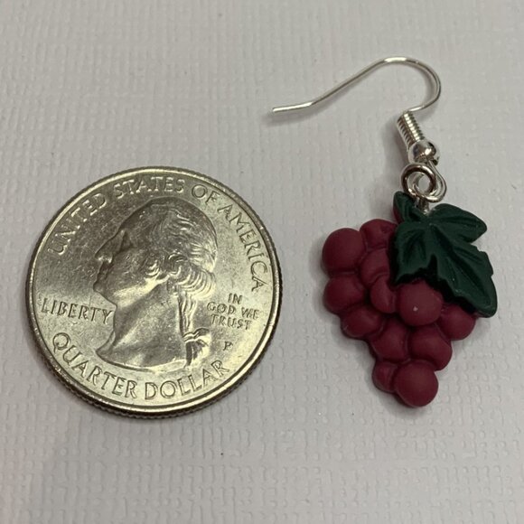 Grapes Earring, Fruit Earring, Funny Food Earring, Wine Earring, Drink Earring - Picture 6 of 6